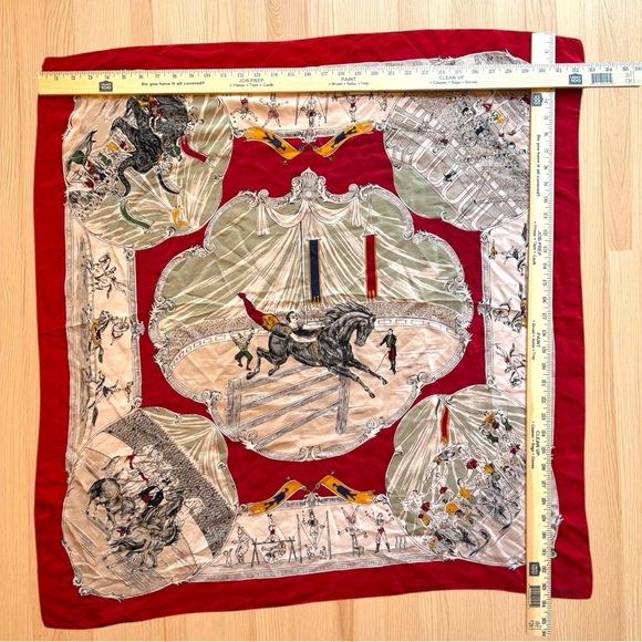 BANANA REPUBLIC Vintage Circus Print Silk Scarf – Made in Japan – 34”x34” - Picture 10 of 11